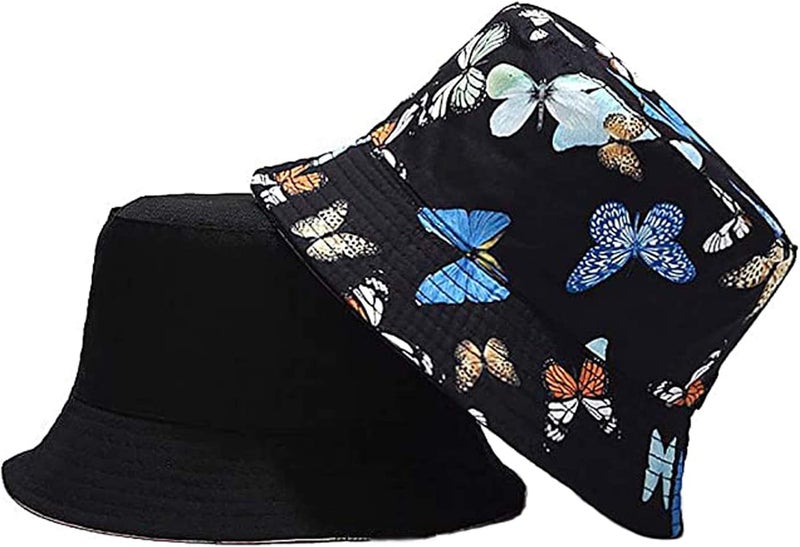 EYBF Flower Reversible Bucket Hat Cotton Summer Travel Beach Sun Hats Emboridery for Women Men - Image 2